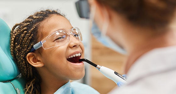 child at dental checkup