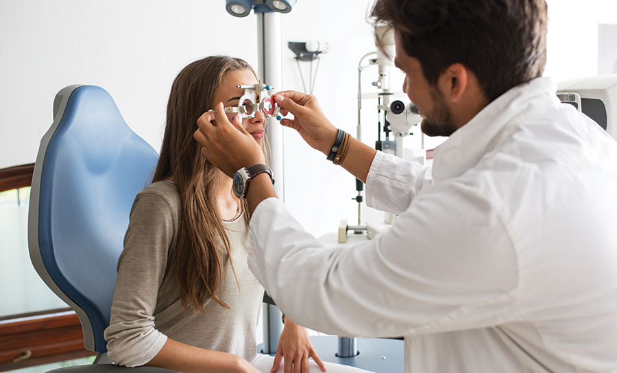 Young woman at eye exam